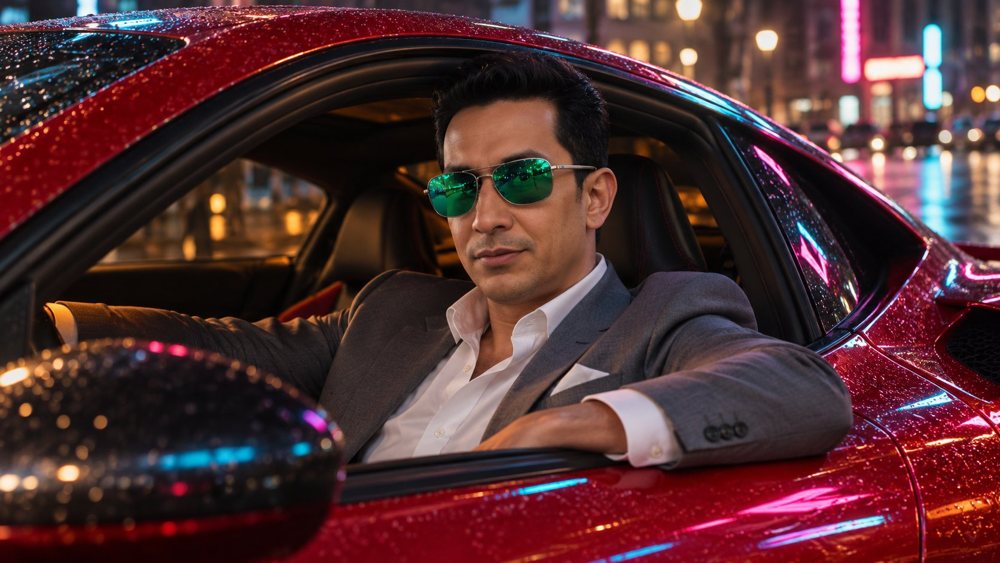 The rich man in the Ferrari